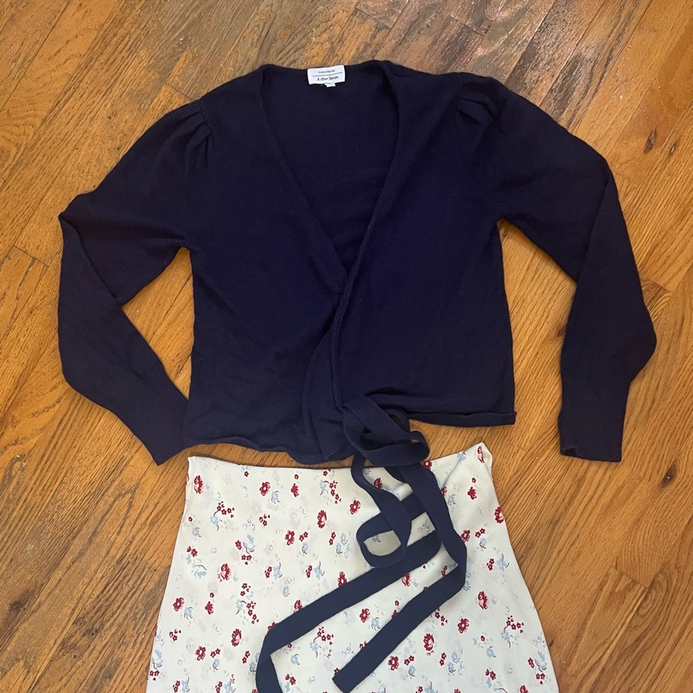 & Other Stories Blue Knit Wrap Sweater